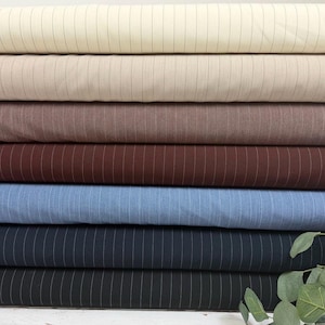 Trouser fabric, suit fabric, stretch pinstripe 15 mm - black, dark blue, beige, brown, blue, sand, ecru Art 1900 - from 50 cm