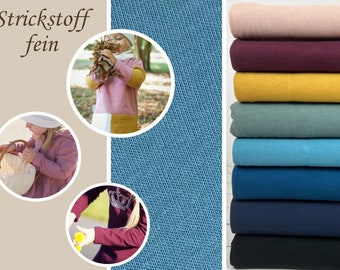 Baumwoll Strickstoff fein – Uni schwarz, dunkelblau, blau, mint, grün, senfgelb, rosa, bordeaux – Öko-Tex-100 Art. 7100-