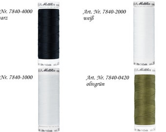 Seraflex 120 elastisch naaigaren - 16 kleuren zwart, wit, ecru, olijfgroen, blauw, petrol, roest, oudroze, paars, bordeaux - Amann Mettler 7840