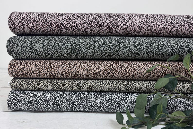 Jersey fabric – leopard print animal print in ecru, dusty rose, light grey, olive green, denim blue – Oeko-Tex Standard 100 No. 201 – from 50 cm image 1