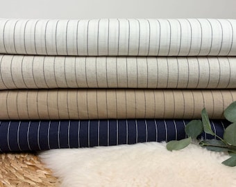 Viscose linen mix - stripes dark blue, beige, natural, ecru - Oeko-Tex Standard 100, item no. 5001 - from 50 cm