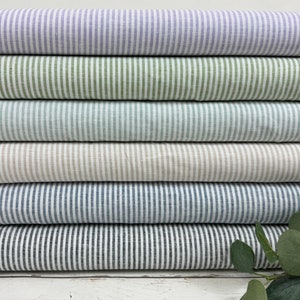 Striped linen-cotton fabric – striped pattern in anthracite, beige, kiwi, mint, lilac, denim blue. Item no. 2001 – from 50 cm.