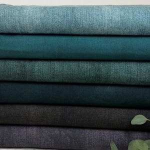 Franse badstof – denimlook, melange aubergine, bruin, dennengroen, donker mintgroen, petrol – Oeko-Tex 100, zomersweatshirt nr. 301-