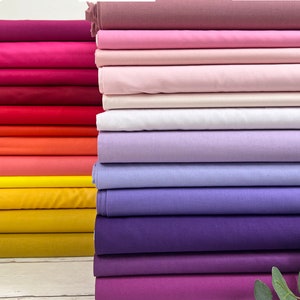 Cotton poplin fabric plain yellow, orange, red, pink, purple, rose - Oeko-Tex 100 woven fabric Art. No. 06006