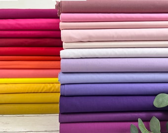 Tejido de popelina de algodón, colores lisos: amarillo, naranja, rojo, rosa, morado, rosa - Tejido con certificación Oeko-Tex Standard 100, n.º de artículo 06006