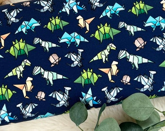 French Terry fabric – Dinosaur Dino pattern in midnight blue 301-081