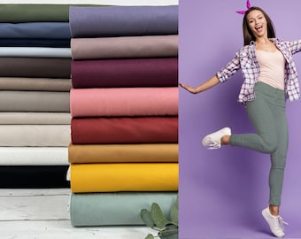 Trouser fabric cotton stretch – peach surface Peach Chino in black, white, dark blue, old pink, olive green, sand, mint Art. No. 1700-