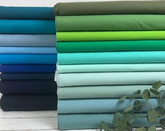 Cotton jersey fabric - solid blue, green and mint colors - Oeko-Tex Standard 100, item no. 200-