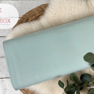 Jersey fabric Öko-Tex-100 plain mint and turquoise tones various colors www.Stoffebox.de Item no. 200 aquamint -382