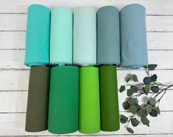 Cuff fabric plain – 35 cm tubular fabric mint, green, olive green Öko-Tex-100 900-