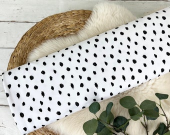 Organic soft sweat fabric, brushed, with white dots, item no. 07761-011