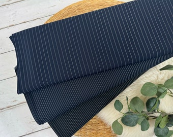 Trouser fabric suit fabric stretch pinstripe 5 mm and 10 mm black, dark blue Art 1900- from 50 cm