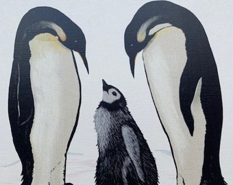 Art Print Penguin digital print Din A5 Penguin Family