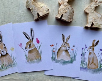 Postkartenset Ostern Hasen Frühling 4 x Din A6 Karten