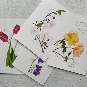 Set di cartoline con motivi floreali primaverili