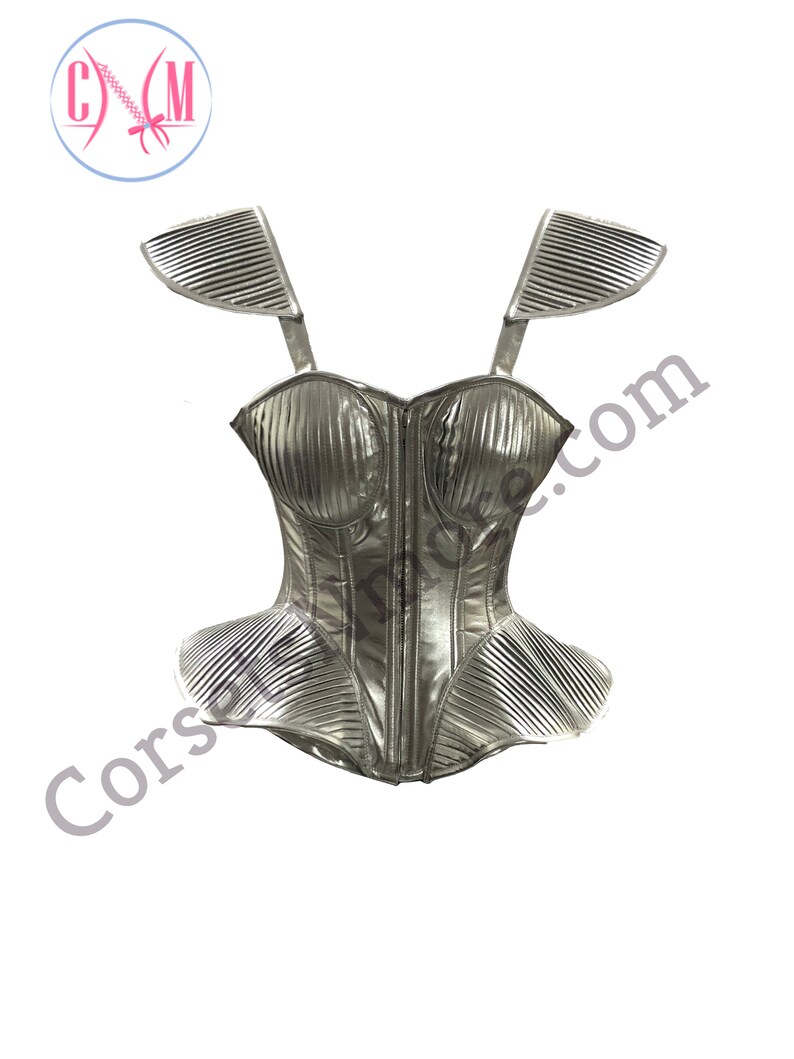 Peder Silver Shimmer Satin Overbust Corset
