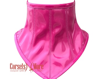 Pink PVC Leather Neck Corset with Back Lace Up Accessories Posture Collar