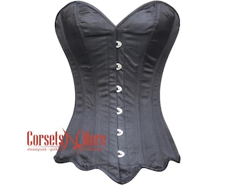 Black Satin With Sexy Curve Top Plus Size Overbust Corset Costume
