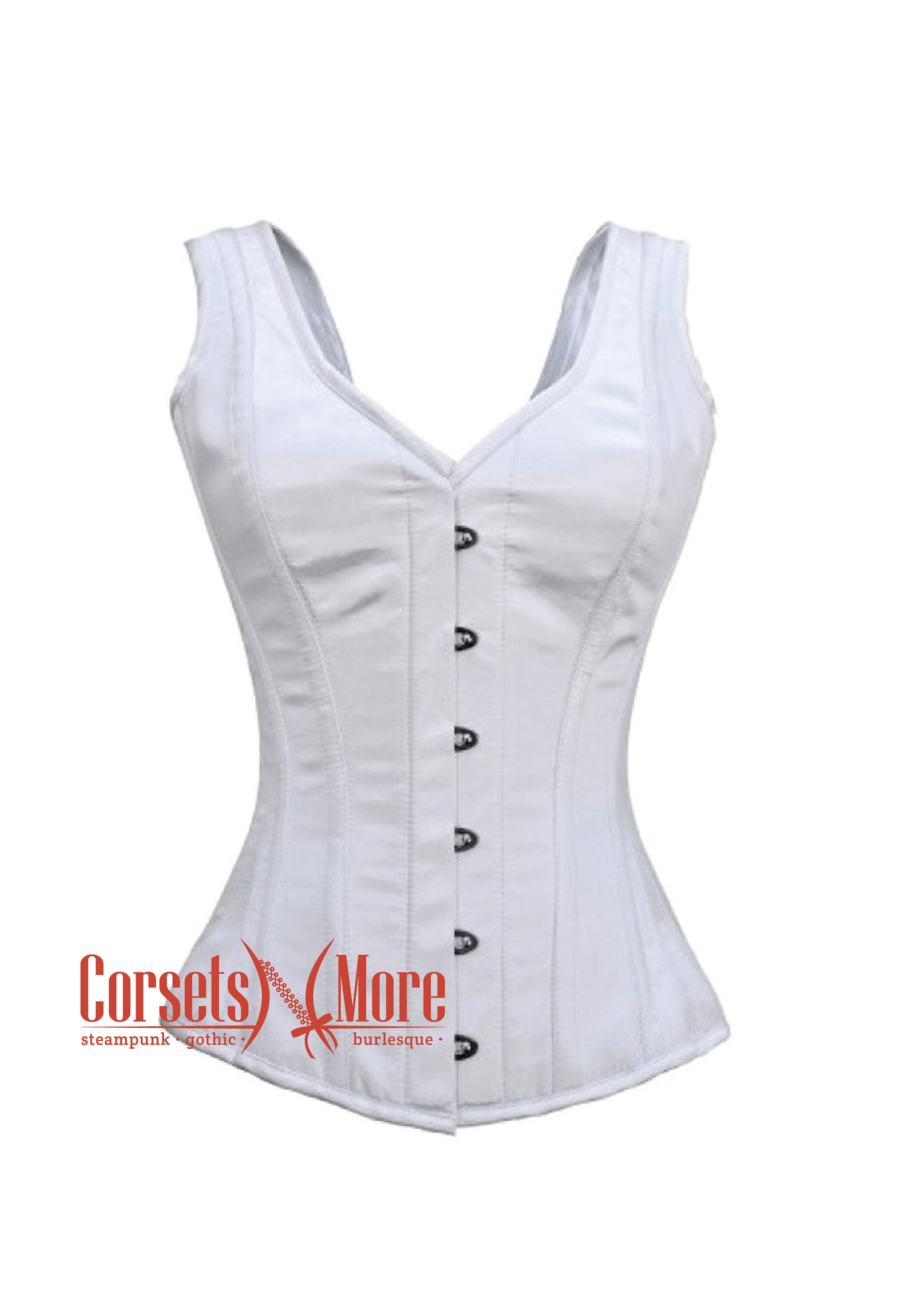 White Corset Lingerie Bustier Steampunk Buckle Lace Up Floral Burlesque  C3034