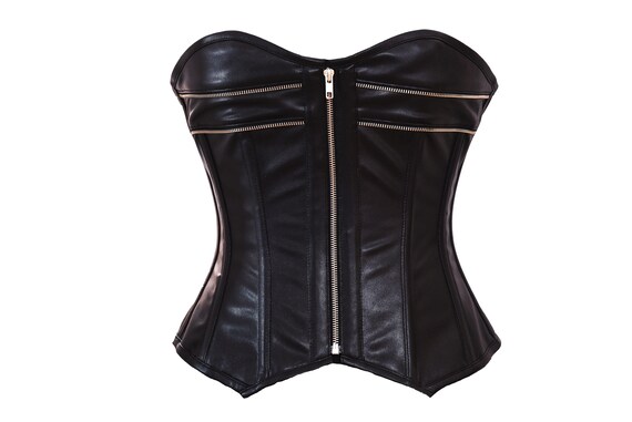 black leather corset top