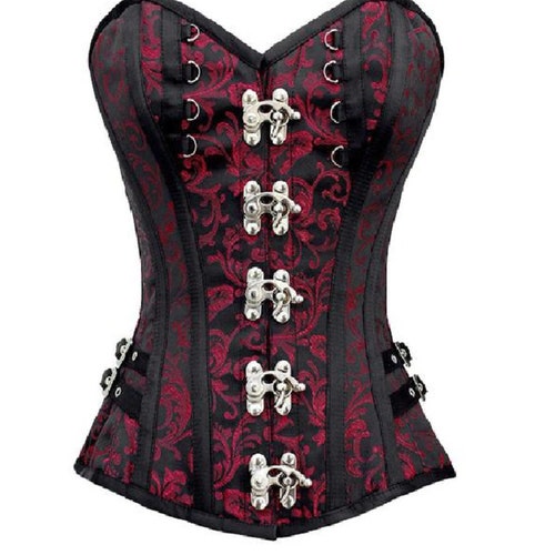 Red and Black Corset Brocade Overbust Bustier Heart Top Easter | Etsy