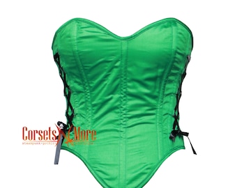 Green Satin Gothic Lace Up Overbust Mother's Day Costume Corset