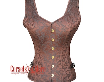 Peane Steampunk Overbust Corset In Cherry & Black