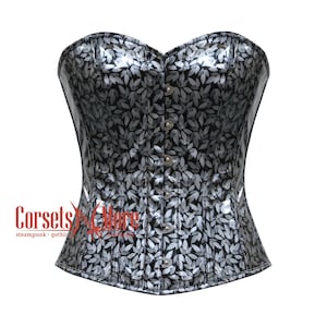Grey Leaf Leather Top  Costume Steampunk Overbust Corset