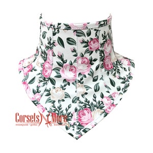 White Floral Leather Neck Collar Corset Choker With Back Lace Up Accessories