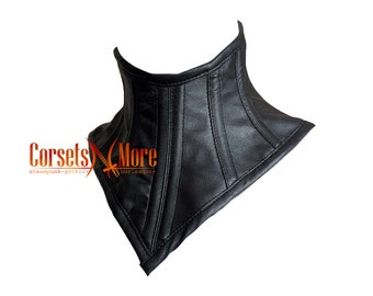 Black Faux Leather Neck Corset With Lace Up Choker Neck Accessories