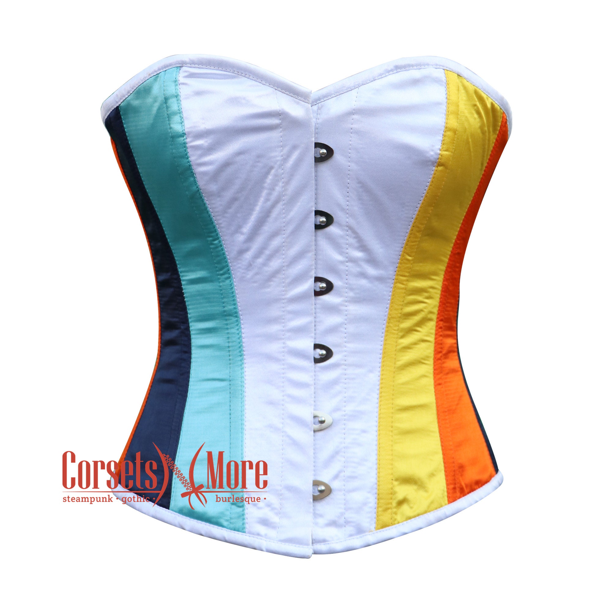 Buy White, Royal Blue, Orange and Yellow Satin Aro-ace Color Mardi Costume  Burlesque Corset Bustier Overbust Online in India 