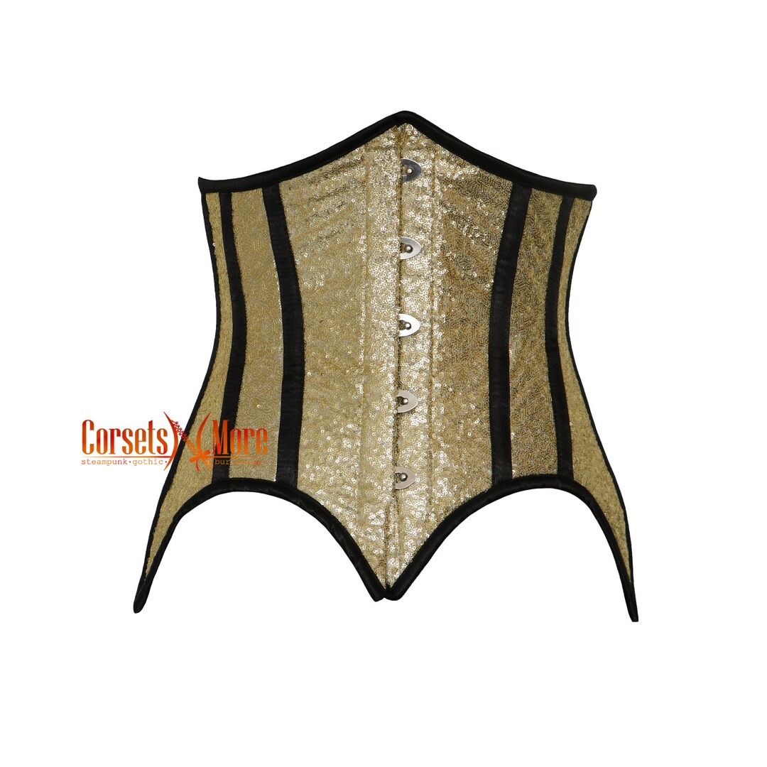 Petite*** Overbust Tailed Corset in Black and Cream Plaid - The Gilded Galaxy Collection