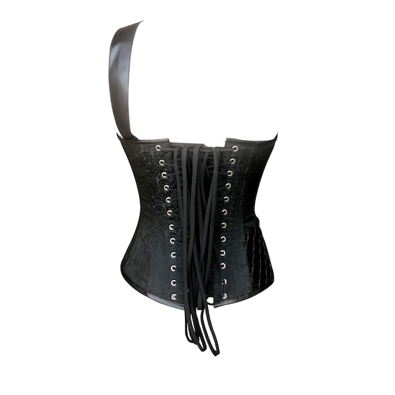 High Quality Overbust Golden Real Leather Steam punk Spikes Corset