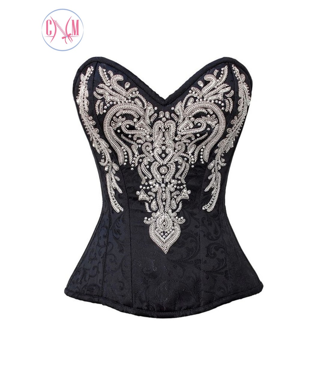 Squibb Digital Print With Brown Brocade Overbust Corset main image 0