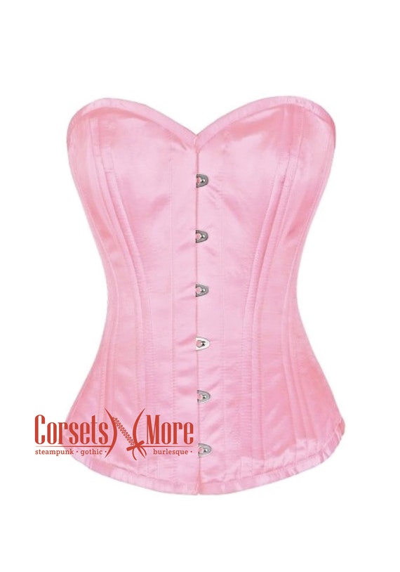 Pink Satin Spiral Steel Boned Corset Overbust Bustier Costume - Etsy