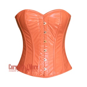 Tangerine PVC Leather Overbust Corset Gothic Costume