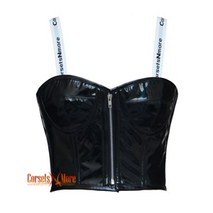 Black PVC Shinny Leather Crop Corset Top Style Gothic Costume for Comic Con 2025
