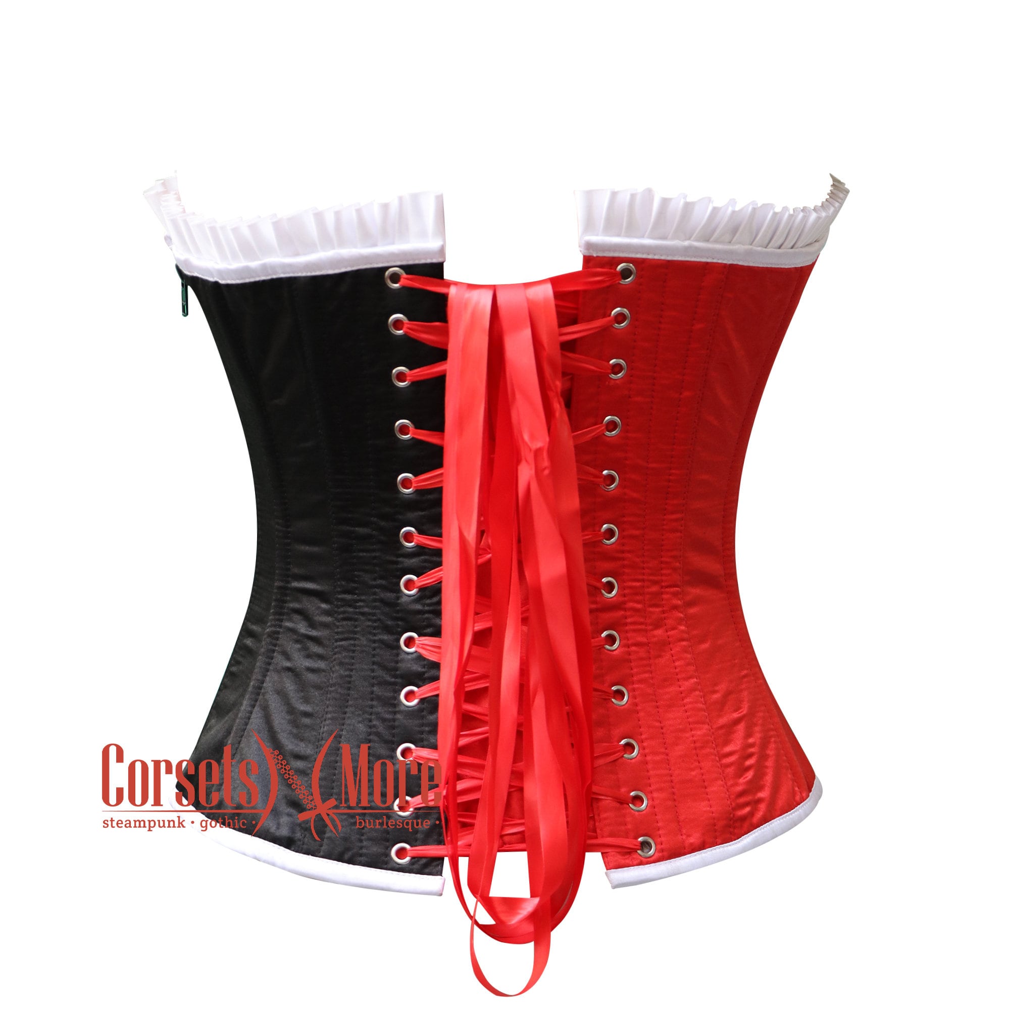 Queen of Hearts Corset - Red & Black Satin Burlesque Costume - Etsy