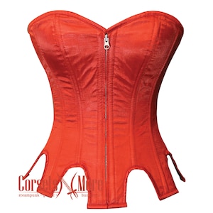 Red Satin Dress Woman Waist  Corset with Zipper And Unique Inverted Cuts Overbust Lace Up Top, Red Satin Party Dress for Comic Con 2025