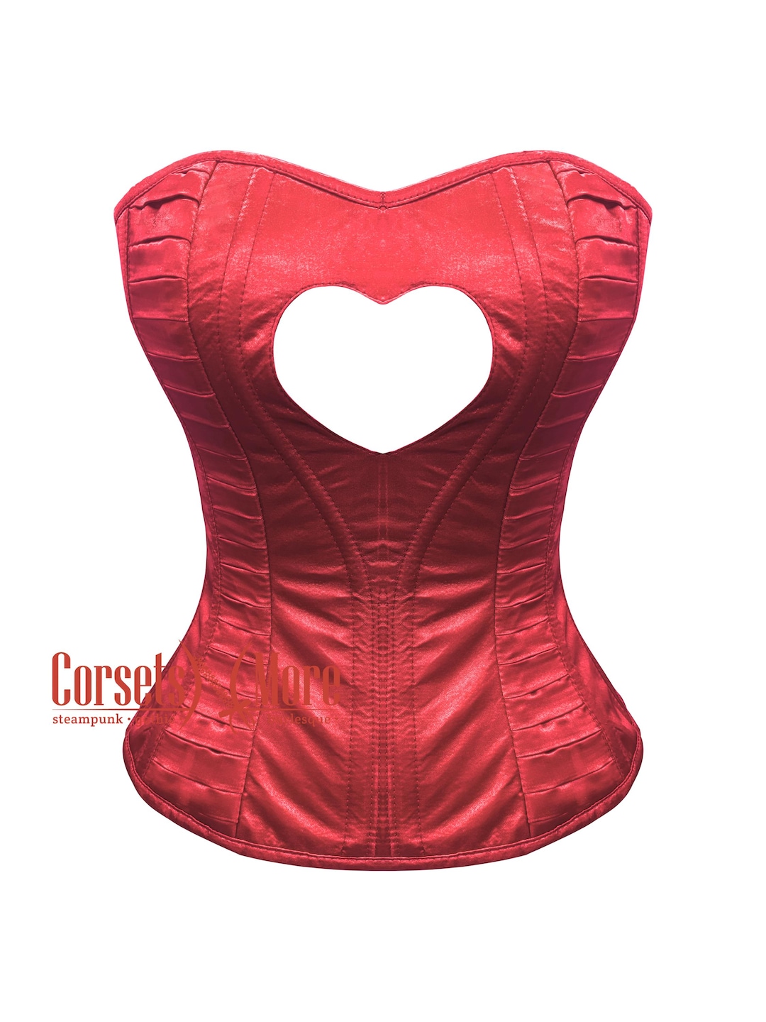 Red Satin With Heart Cutout Sweetheart Neckline Burlesque Costume