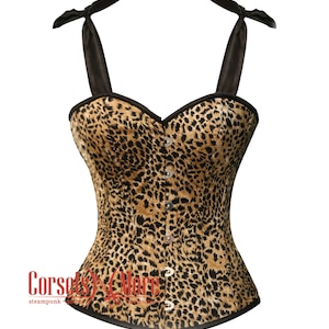 Animal Print Costume Satin Overbust Corset with Straps | Leopard Print | Tiger Print for Comic Con 2025