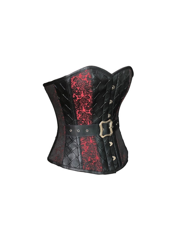 Brocade Leather Straps Gothic Steampunk Overbust Corset Top – CorsetsNmore