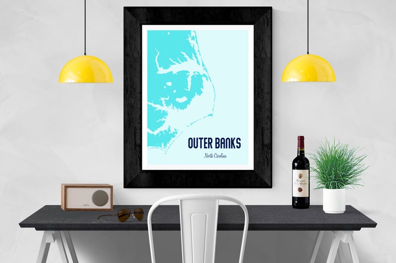 outer banks north carolina printable wall art blue print