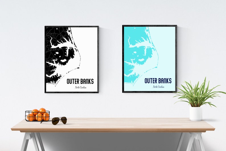 outer banks north carolina printable wall art blue print