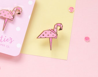 Origami Pink Flamingo Enamel Pin - Cute Flamingo Jewellery - Summer Pin Badge - Tropical Gift For Flamingo Lover