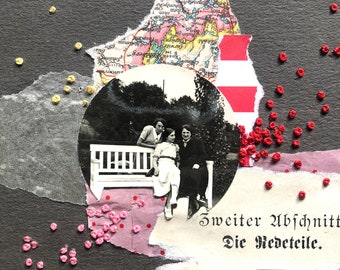 Mixed Media Stickcollage mit Vintagefoto