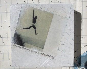 ¡Aventura! Collage de técnica mixta sobre bloque de madera