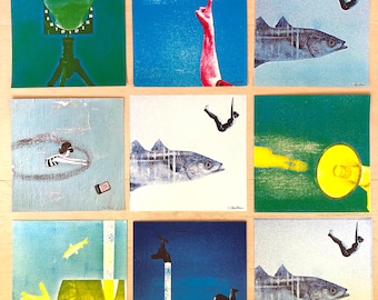 Gå vidare! Posterserie i blågrönt turkos