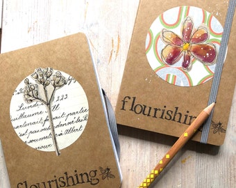 Flourishing - Notebook DinA6 with original cover collage