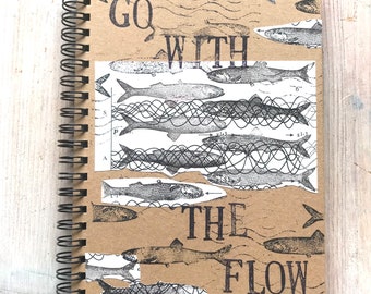 Go with the flow! Upcycling Spiralnotizbuch mit Covercollage